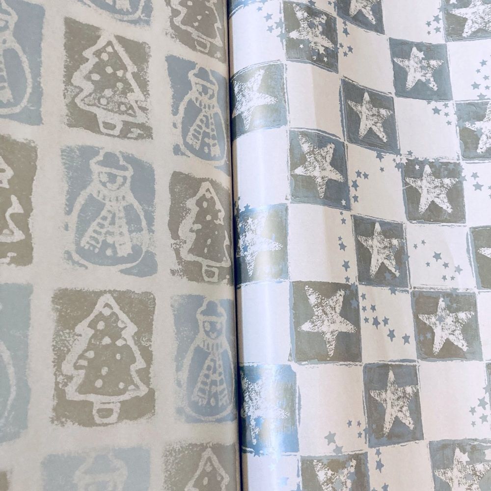 Vintage Silver & Gold Christmas Gift Wrapping Paper Lot